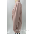 Blazer largo rosa claro para mujer